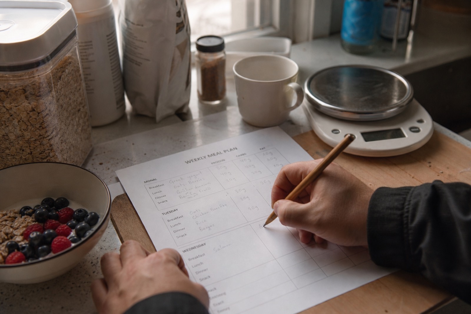 Writing macros on a printed weekly plan